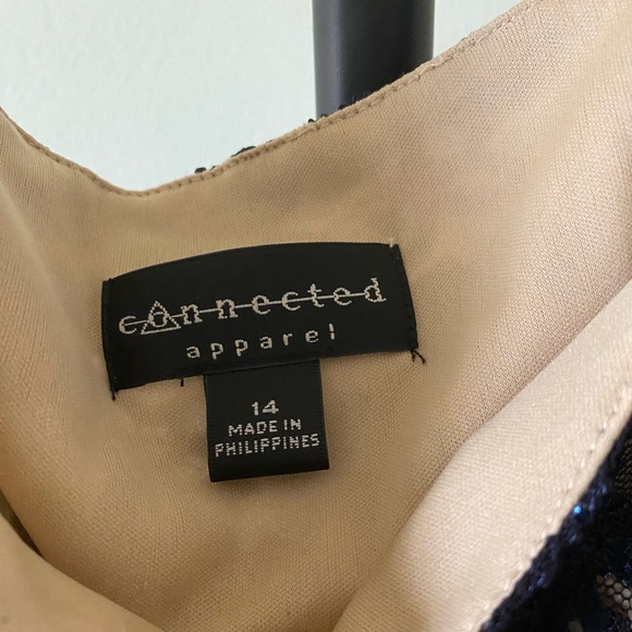 Connected Apparel Lace bodice faux-wrap Gown Women’s 14 Blue Party Formal Dress - Picture 3 of 9